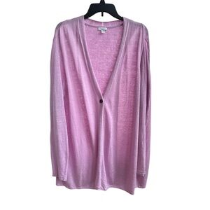 J. Jill Pure Jill Love Linen open-back cardigan lilac pink Size XL